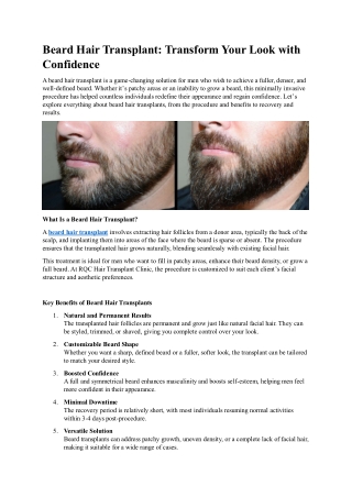 Beard Hair Transplant Transform Your Look with Confidence