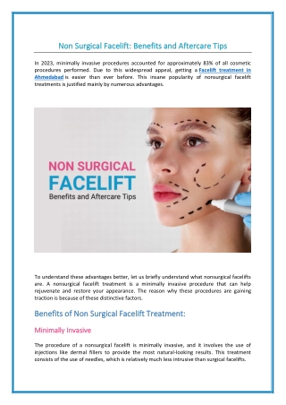 Non Surgical Facelift Benefits and Aftercare Tips