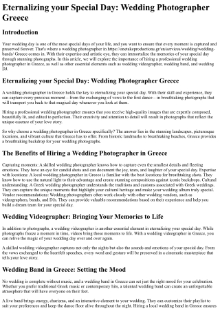 Eternalizing your Special Day Wedding Photographer Greece