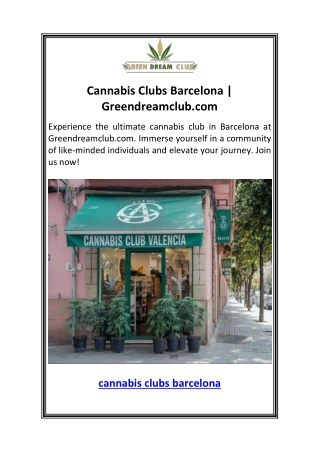 Cannabis Clubs Barcelona  Greendreamclub.com