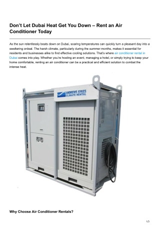 Dont Let Dubai Heat Get You Down Rent an Air Conditioner Today
