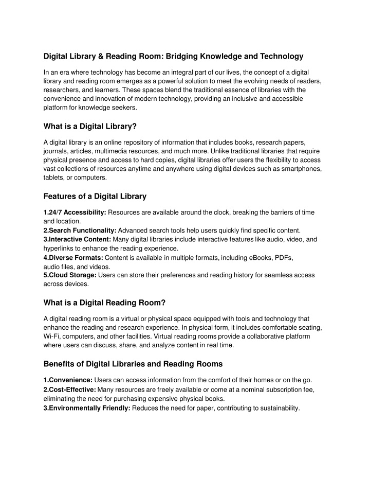 digital library reading room bridging knowledge