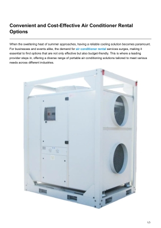 Convenient and Cost-Effective Air Conditioner Rental Options