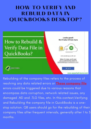 How to Verify and Rebuild Data in QuickBooks Desktop