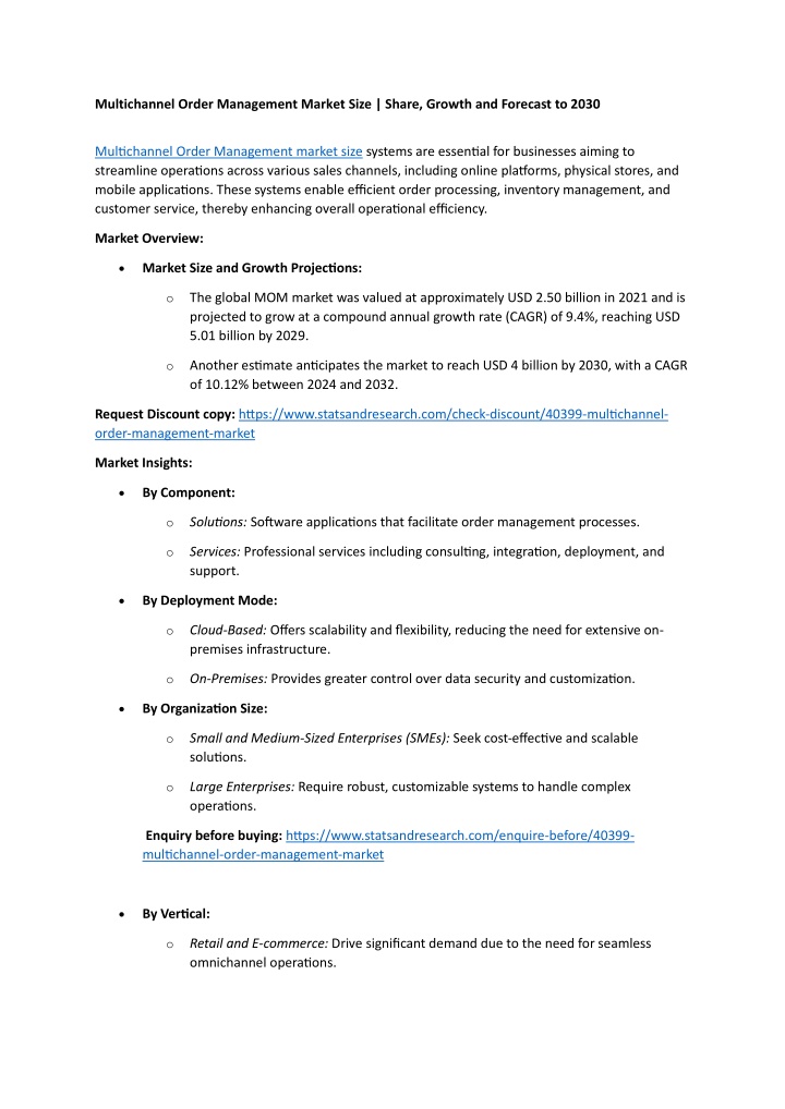 multichannel order management market size share