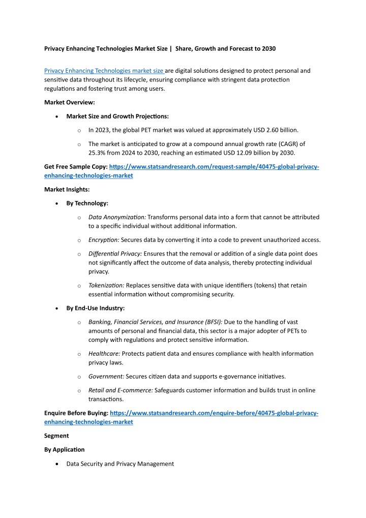 privacy enhancing technologies market size share