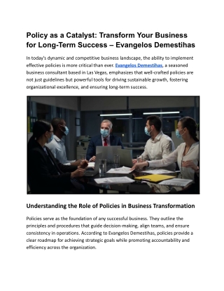 Mastering Policy for Success: Insights from Evangelos Demestihas