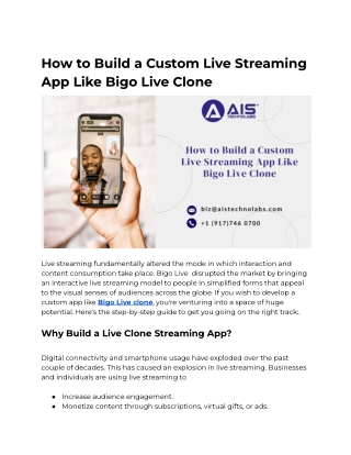 How to Build a Custom Live Streaming App Like Bigo Live clone