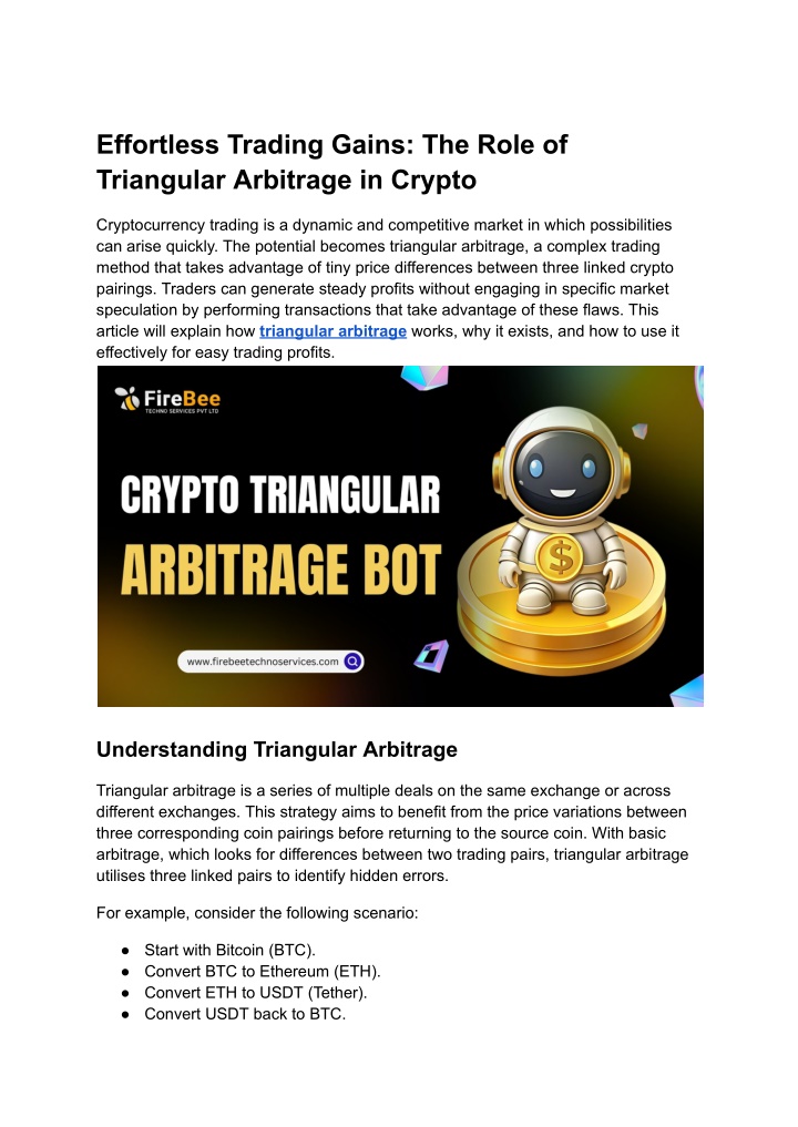 effortless trading gains the role of triangular