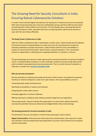the growing need for security consultants
