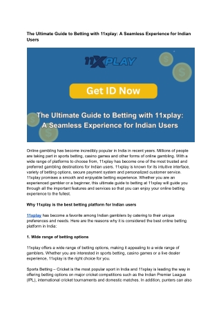 The Ultimate Guide to Betting with 11xplay_ A Seamless Experience for Indian Users