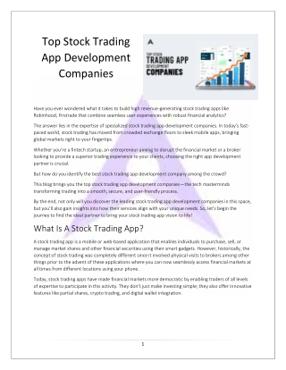 Best Stock Trading App Development Companies for State-of-the-Art Solutions