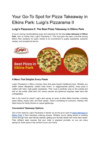 Your Go-To Spot for Pizza Takeaway in Elkins Park_ Luigi’s Pizzarama II