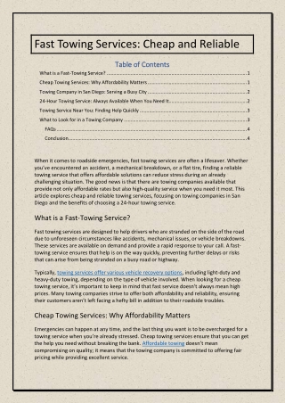 Fast Towing Services