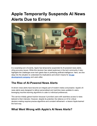 Apple Temporarily Suspends AI News Alerts Due to Errors