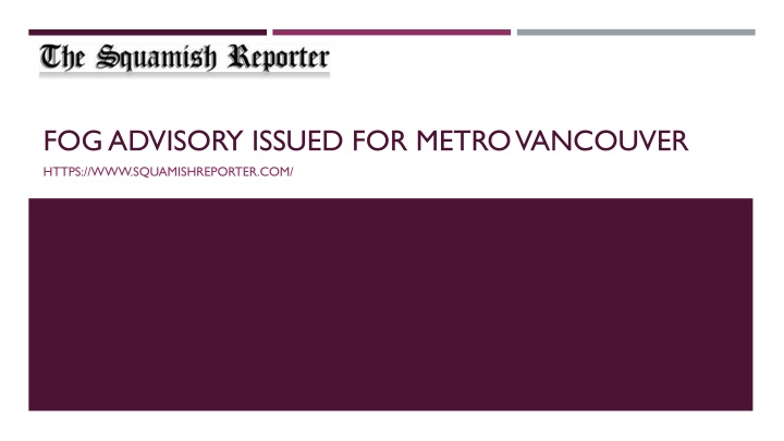 fog advisory issued for metro vancouver