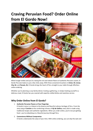 Craving Peruvian Food Order Online from El Gordo Now!.docx