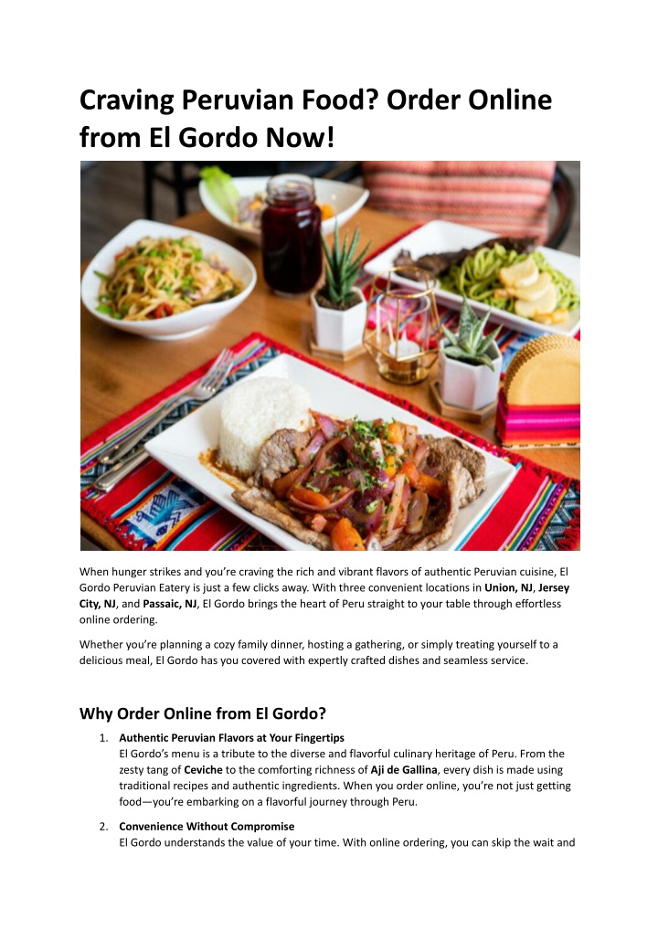 craving peruvian food order online from el gordo