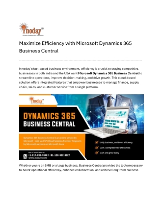 Maximize Efficiency with Microsoft Dynamics 365 Business Central