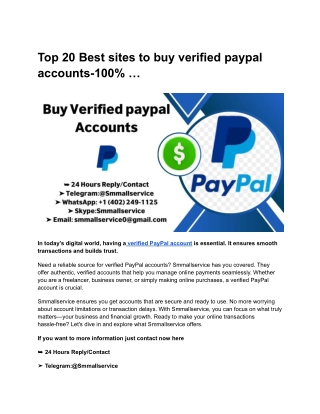 Top 20 Best sites to buy verified paypal accounts-100%