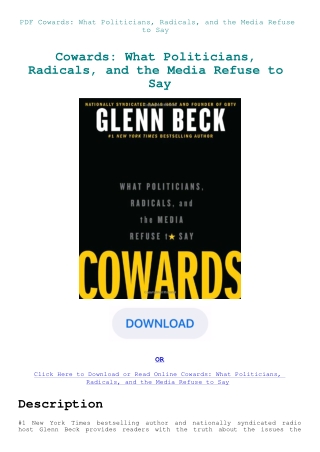 PDF Cowards What Politicians  Radicals  and the Media Refuse to Say