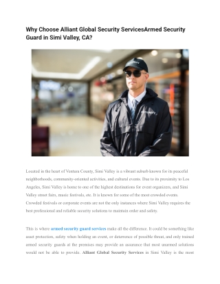 Why Choose Alliant Global Security ServicesArmed Security Guard in Simi Valley, CA