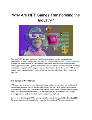 Why Are NFT Games Transforming the Industry