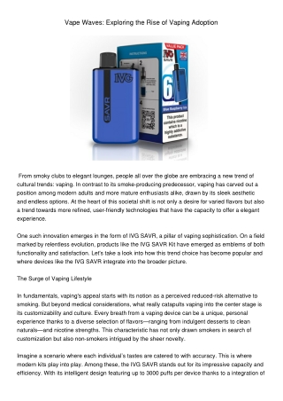 vape waves exploring the rise of vaping adoption