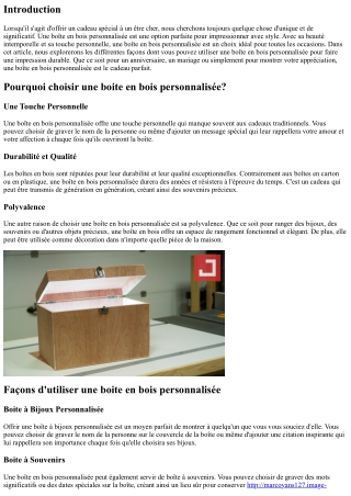 “Impressionnez Avec Style: Offrez Une boite En bois personnalisé”