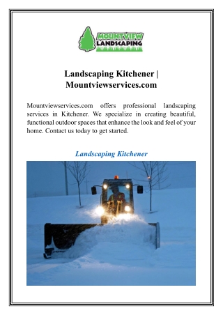 Landscaping Kitchener  Mountviewservices.com