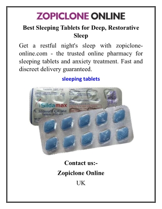 Best Sleeping Tablets for Deep, Restorative Sleep