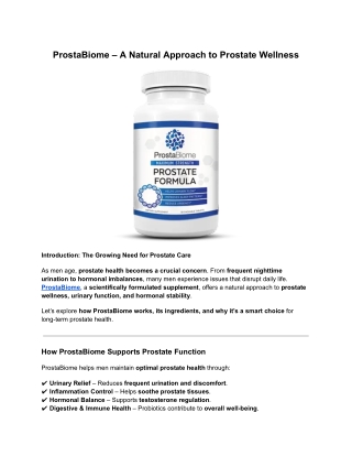 ProstaBiome – A Natural Approach to Prostate Wellness