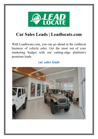 Car Sales Leads  Leadlocate.com