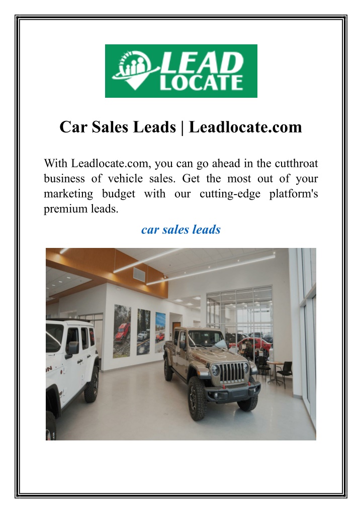 car sales leads leadlocate com