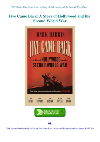 PDF Books Five Came Back A Story of Hollywood and the Second World War