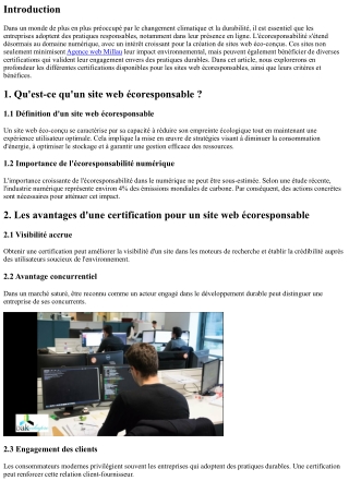 Les certifications pour les sites web écoresponsables
