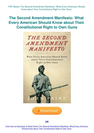 PDF Books The Second Amendment Manifesto What Every American Should Know about Their Constitutional