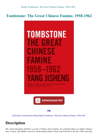 Books Tombstone The Great Chinese Famine  1958-1962