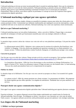L'inbound marketing expliqué par une agence spécialisée