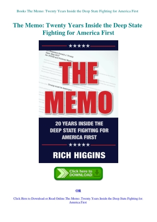 Books The Memo Twenty Years Inside the Deep State Fighting for America First