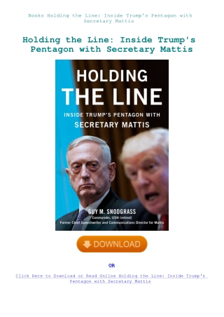 Books Holding the Line Inside Trump's Pentagon with Secretary Mattis
