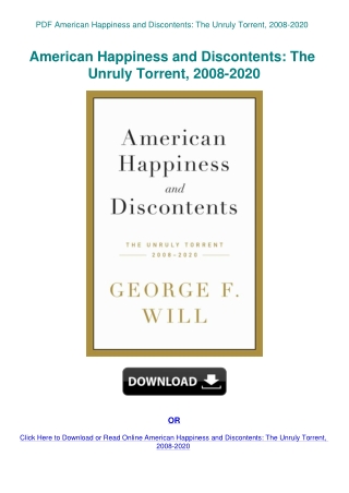 PDF American Happiness and Discontents The Unruly Torrent  2008-2020