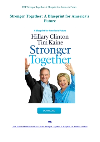 PDF Stronger Together A Blueprint for America's Future