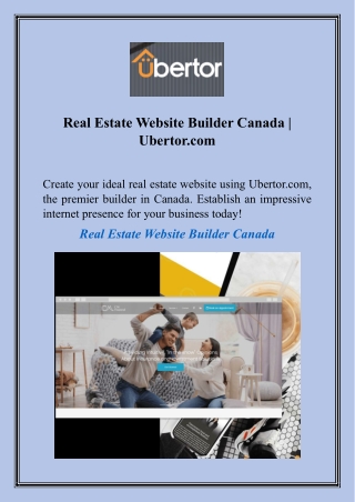 Real Estate Website Builder Canada  Ubertor.com