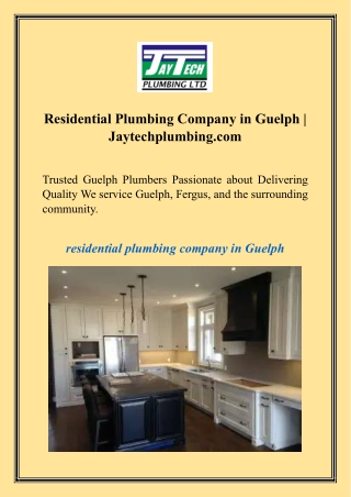 Residential Plumbing Company in Guelph  Jaytechplumbing.com