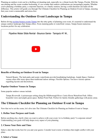 “The Ultimate Checklist for Planning an Outdoor Event in Tampa”
