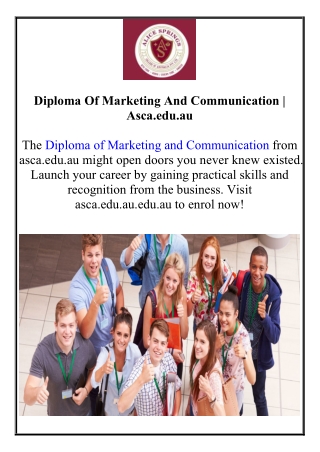 Diploma Of Marketing And Communication | Asca.edu.au
