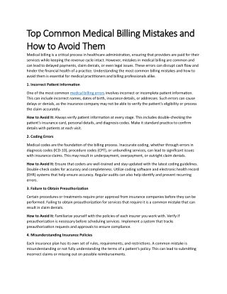 Top Common Medical Billing Mistakes and How to Avoid Them