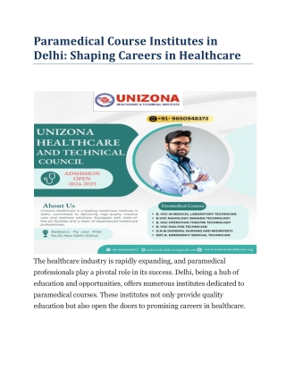 Paramedical Course Institutes in Delhi- Shaping Careers in Healthcare