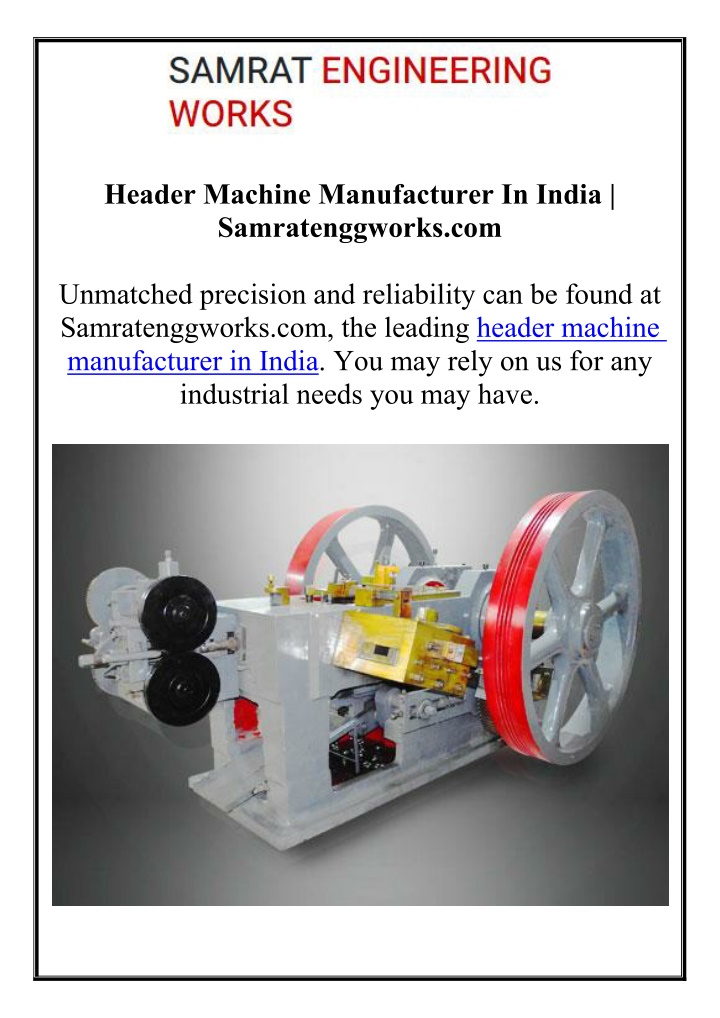 header machine manufacturer in india